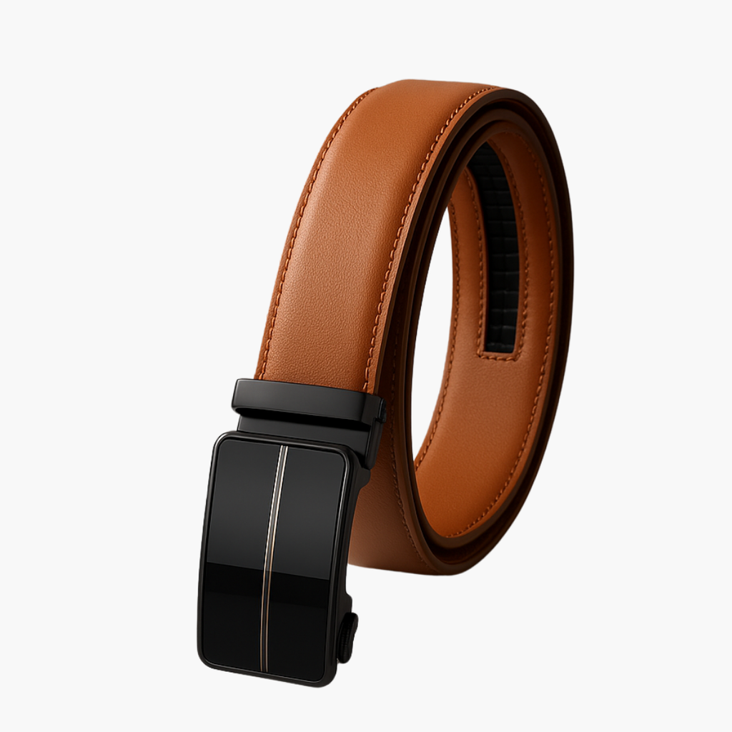 Micro Adjustable No Hole Leather Belt - Camel
