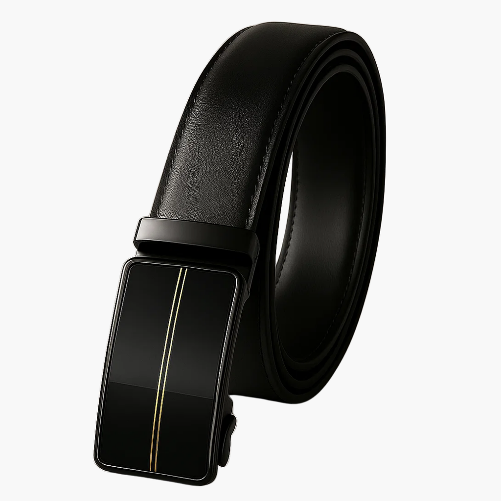 Micro Adjustable No Hole Leather Belt - Black