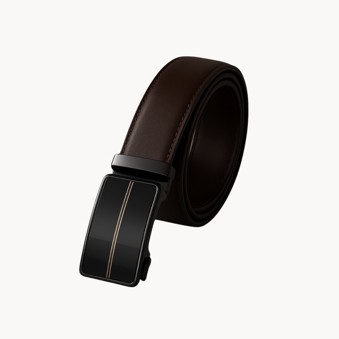 Micro Adjustable No Hole Leather Belt - Brown
