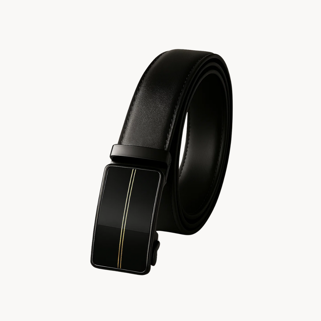 Micro Adjustable No Hole Leather Belt - Black