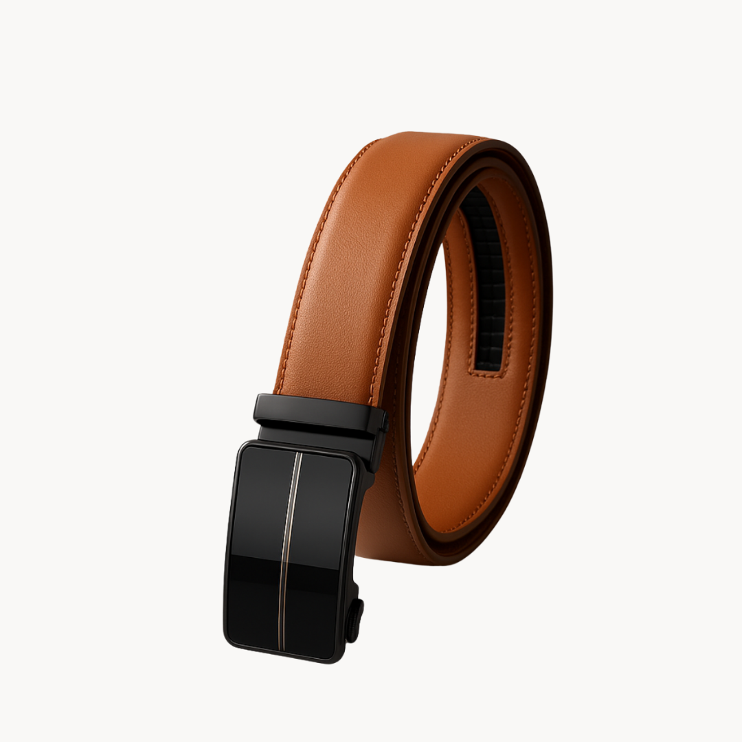 Micro Adjustable No Hole Leather Belt - Camel