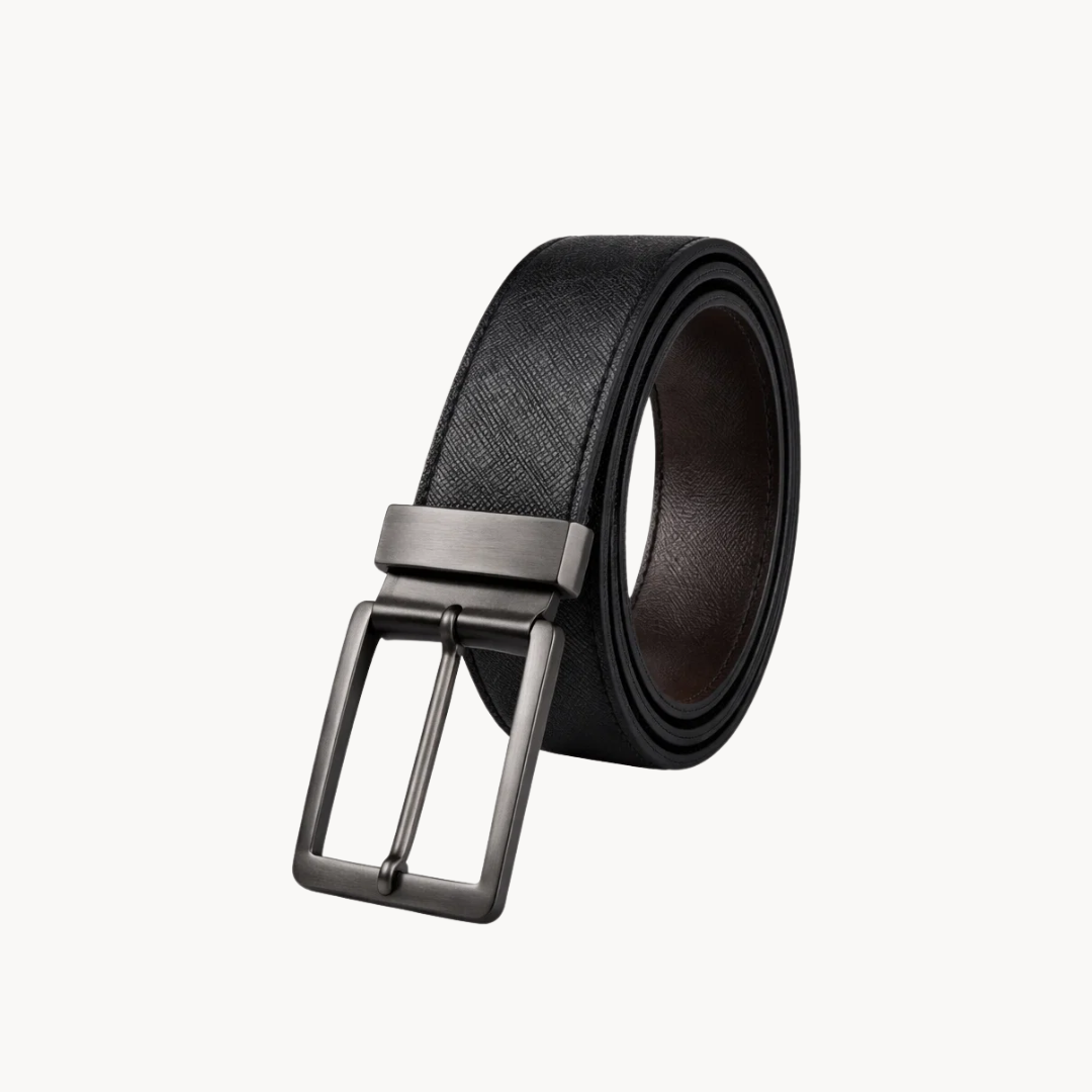 Saffiano Texture PU Leather Reversible Belt for Men – Black & Brown