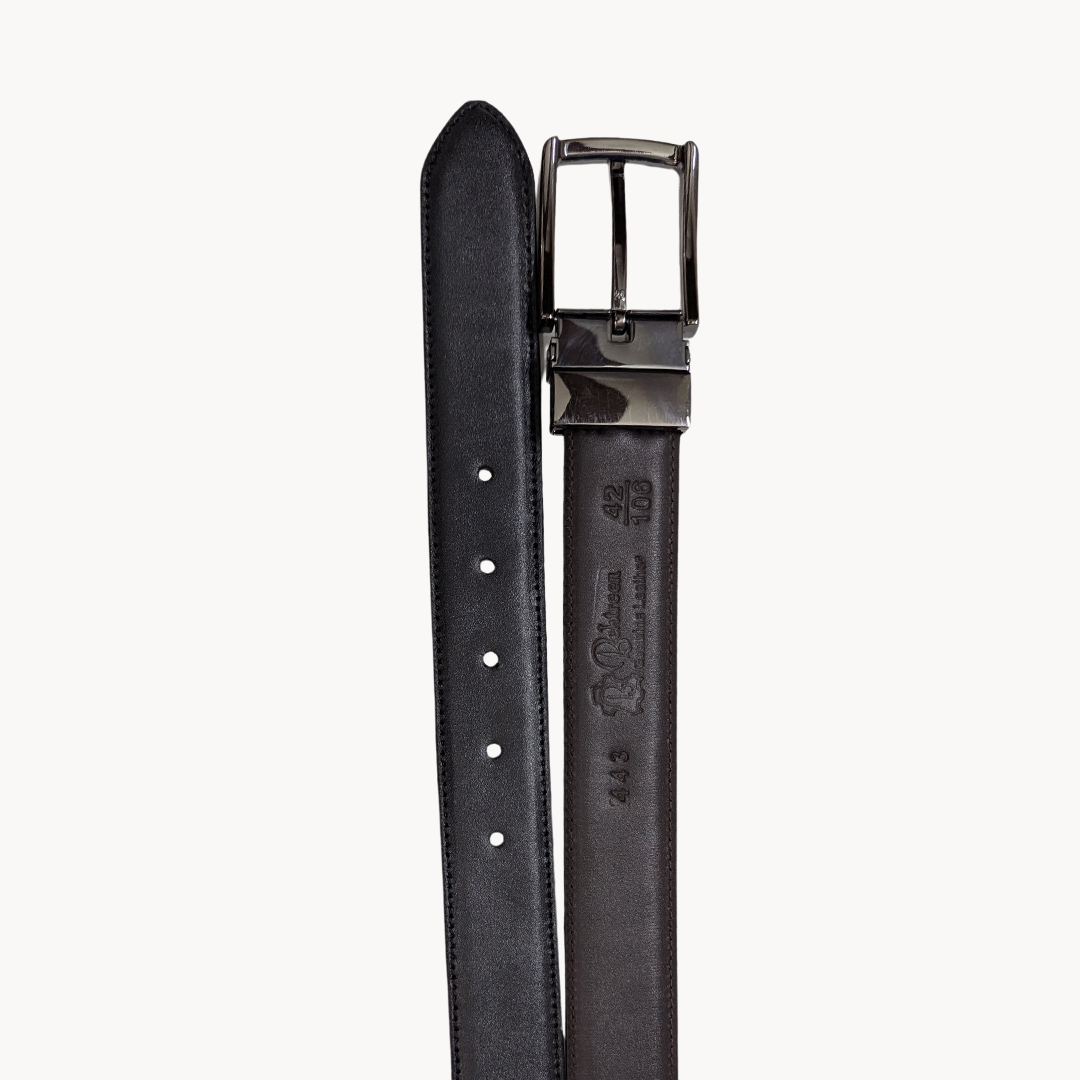 443 - Reversible Aniline Leather Belt (Black / Brown)