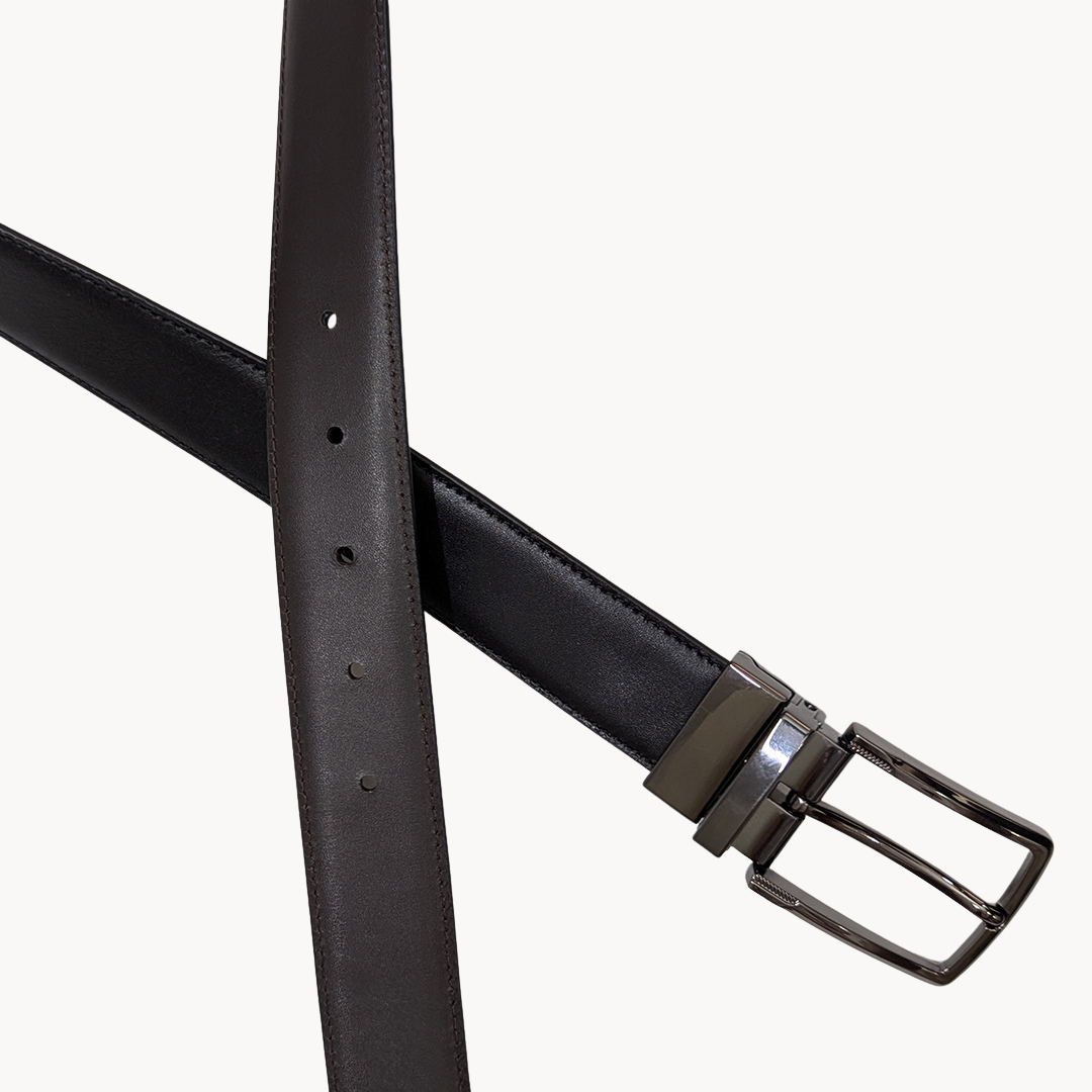 443 - Reversible Aniline Leather Belt (Black / Brown)