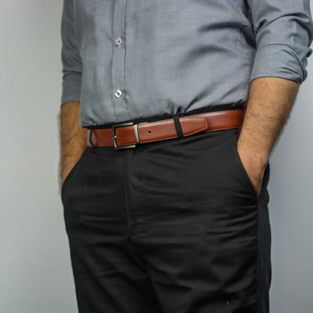 PU Leather Reversible Belt - Black / Tan