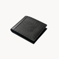 Crosshatch Pattern Men's Leather Wallet - Black