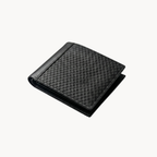 Crosshatch Pattern Men's Leather Wallet - Black