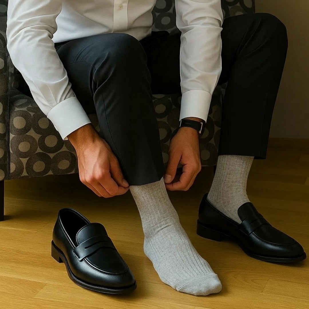 Men’s Premium Ribbed Socks – Heather Grey