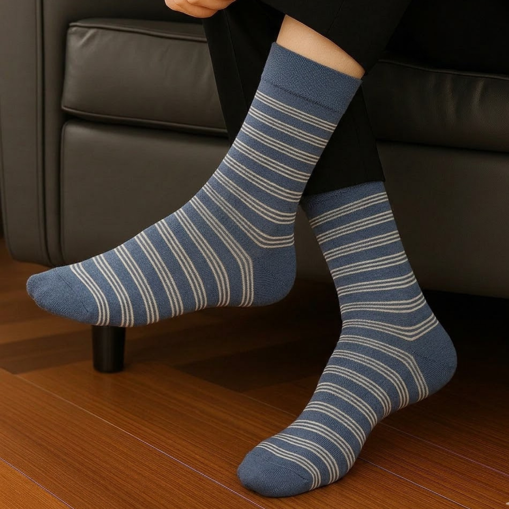 Men's Executive Striped Socks – Dusty Blue – Behtreen Leather Enterprises