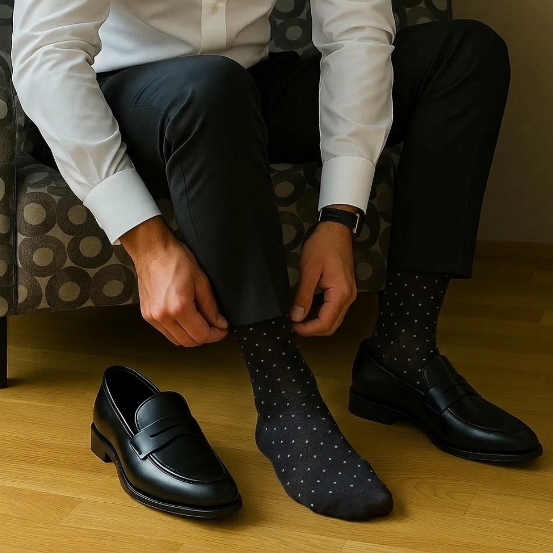 Men's Dotted Socks - Dark Brown