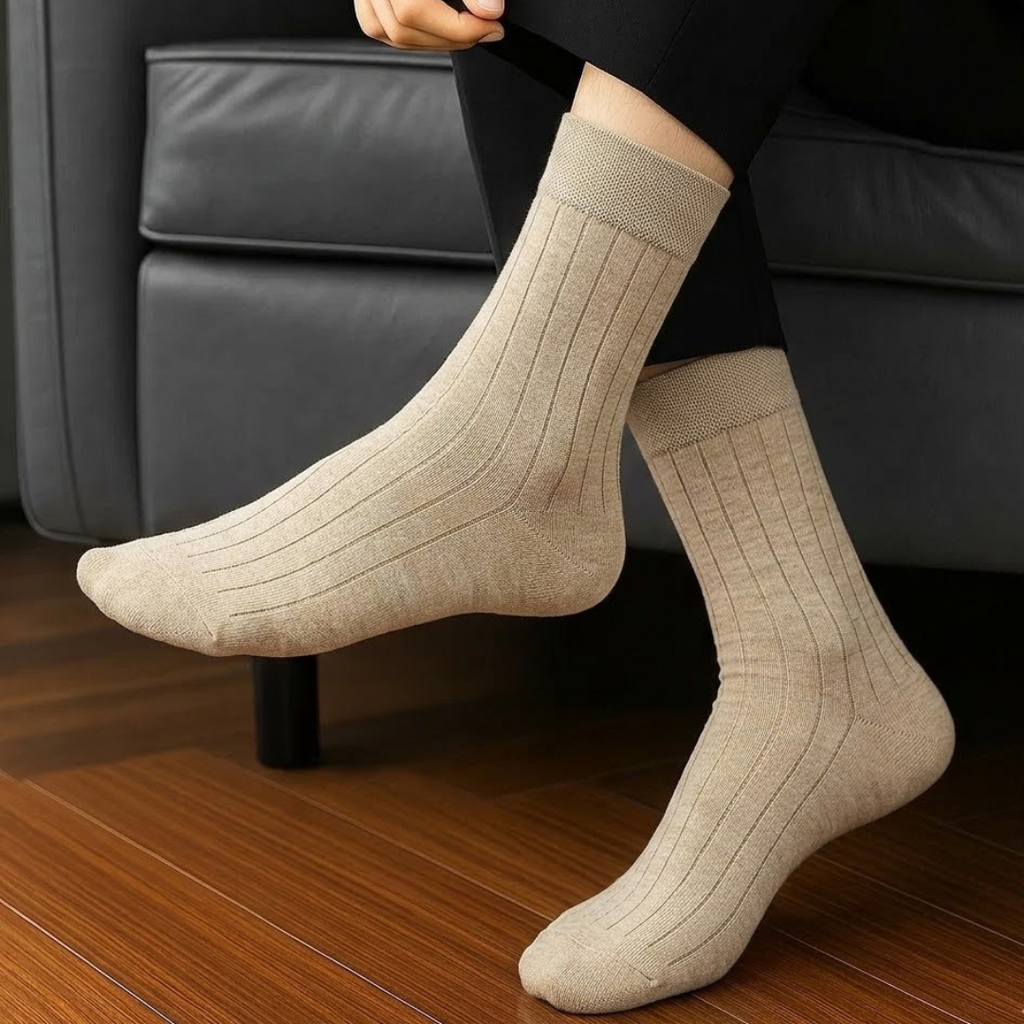 Men's Ribbed Socks – Beige