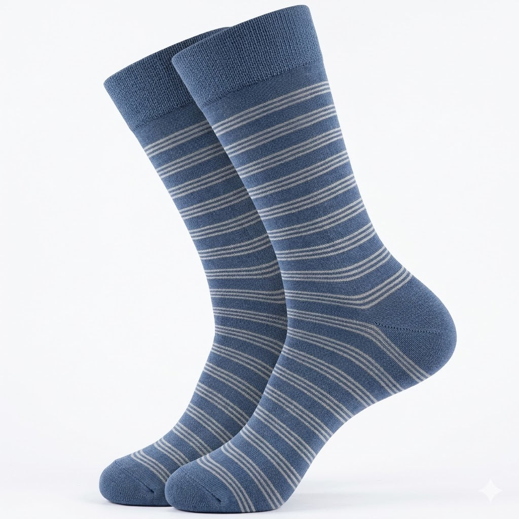Men's Executive Striped Socks Dusty Blue Behtreen Leather Enterprises Men's Executive Striped Socks Dusty Blue Behtreen Leather Enterprises