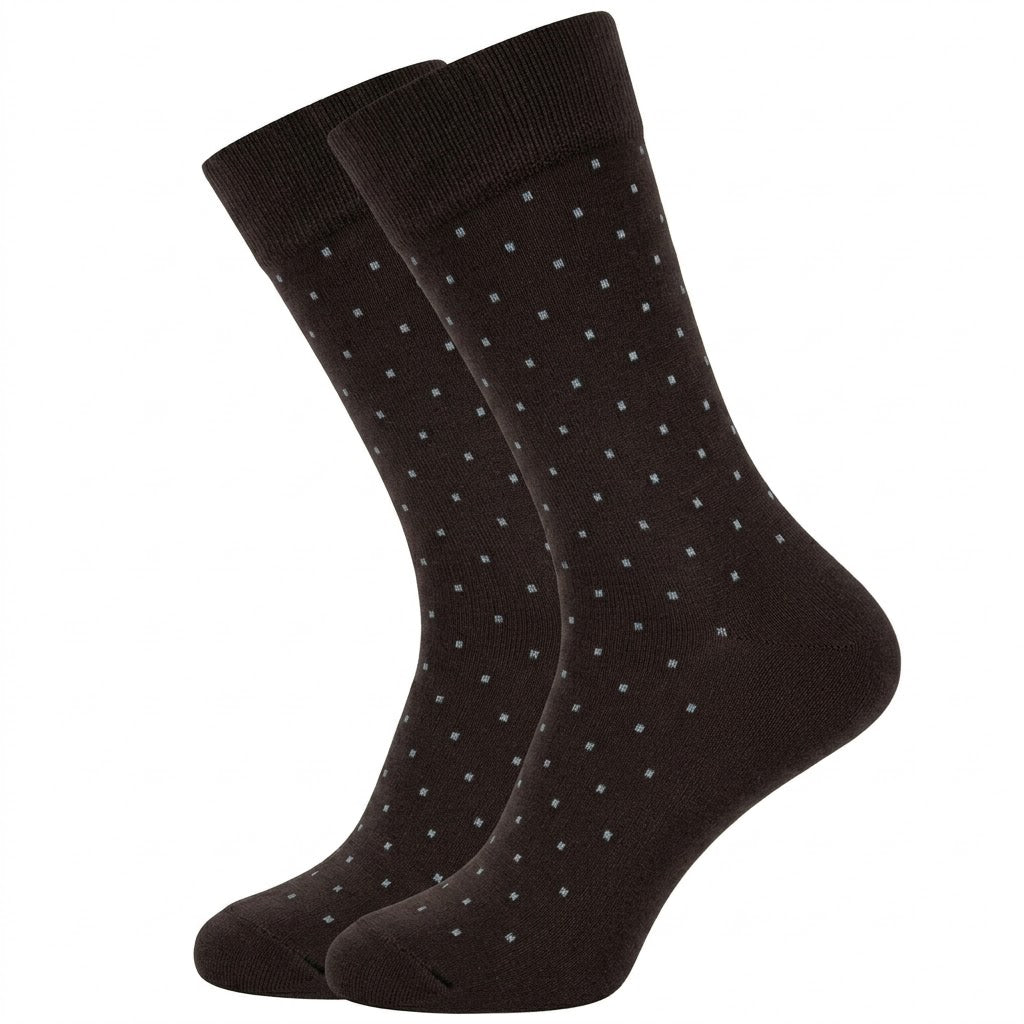 Men's Dotted Socks - Dark Brown