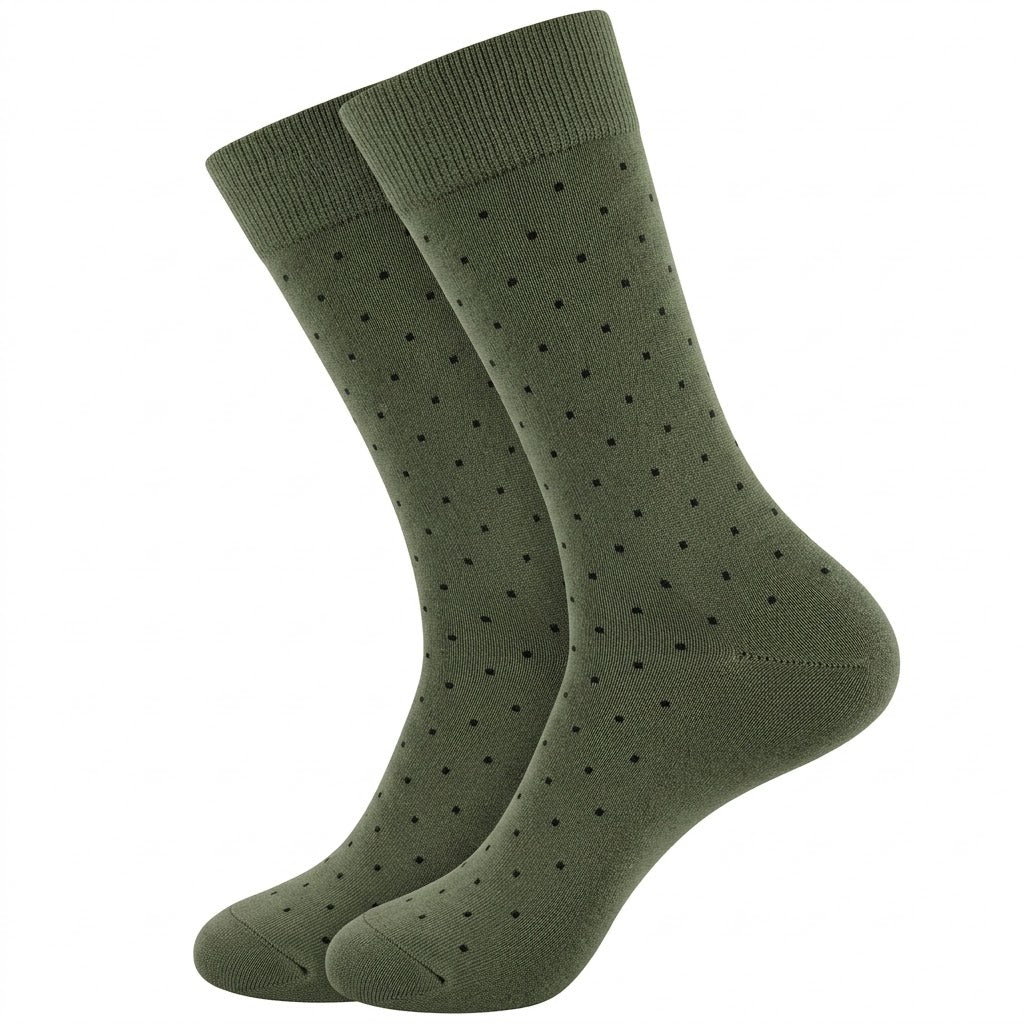 Men's Dotted Socks - Olive Green