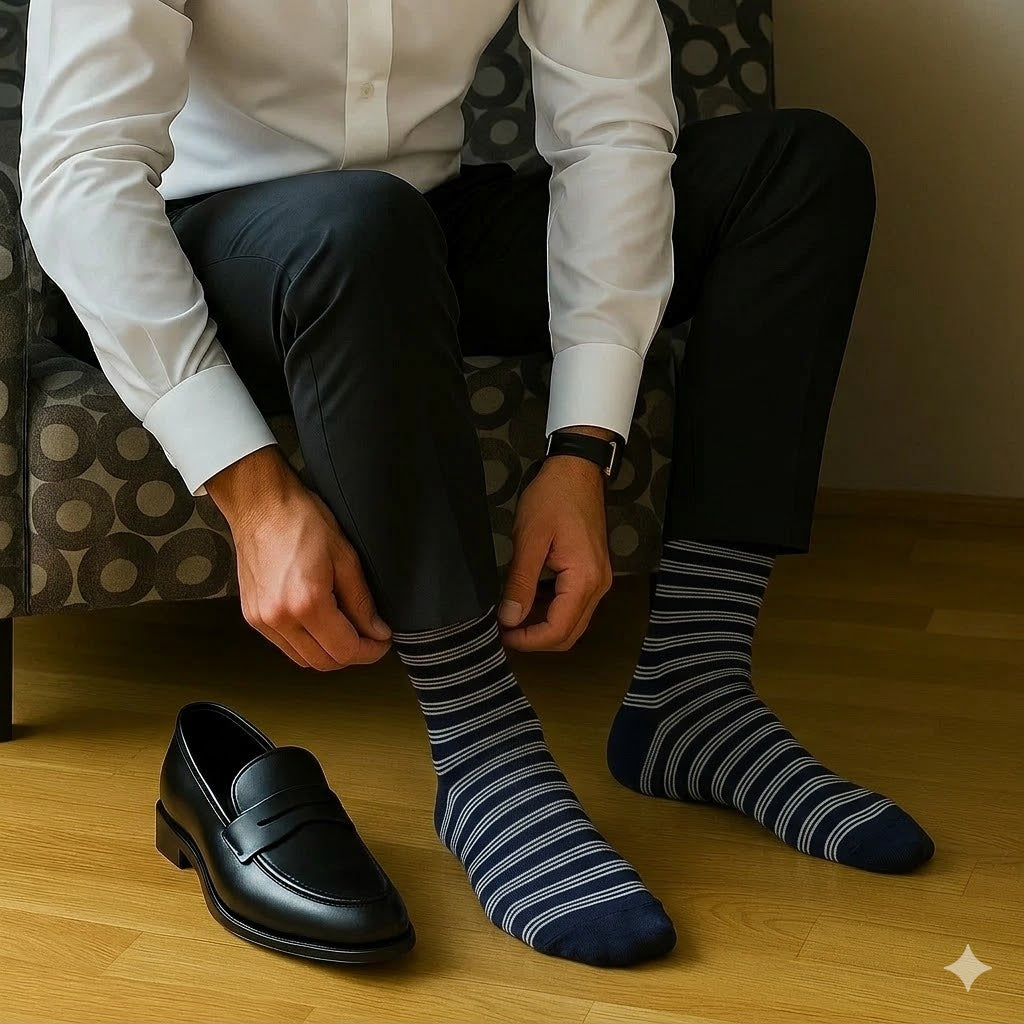 Men’s Executive Striped Socks – Midnight Navy