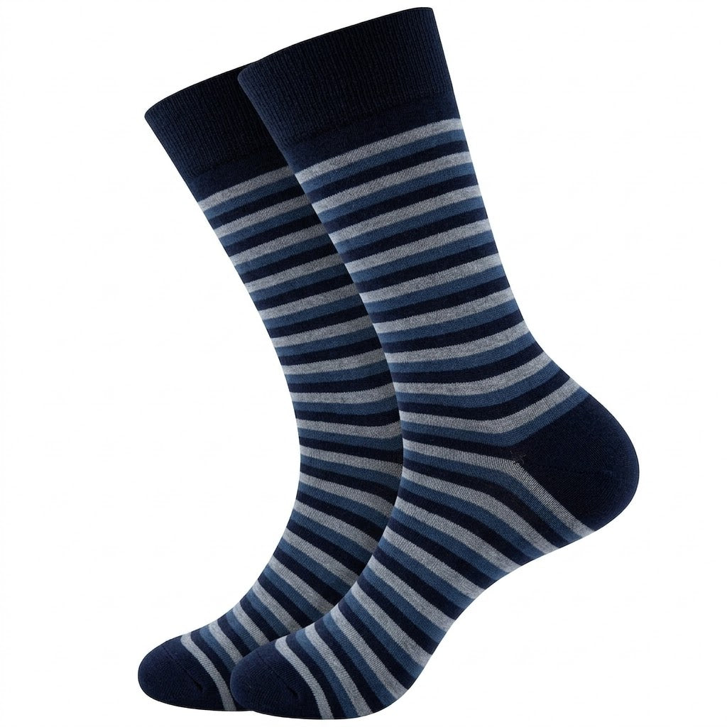 Men’s Navy and Slate Blue Striped Socks